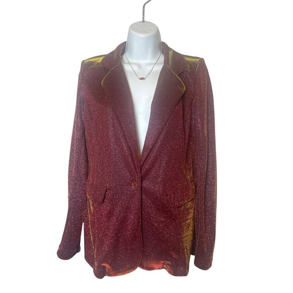 Rock & Roll Denim Red Iridescent Blazar, Size XS - Picture 2 of 9